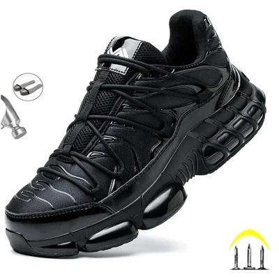Scarpe antinfortunistiche sportive con cuscino d'aria da uomo, stivali da lavoro alla moda, anti-smash, anti-perforazione, scarpe indistruttibili, scarpe protettive leggere
