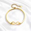 Luxury Zircon Endless Love Infinity Symbol Bracelet for Women, Stainless Steel Adjustable Bangle, Fashion Party Jewelry Gifts
