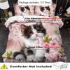 Cat Bedding Set Animal Duvet Cover Set Cartoon Comforter Cover Bedroom Decor Guest Room 2/3pcs 2D Pink Flat Printing
