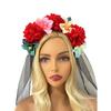 2024 Halloween Simulation Colorful Peony Flower Headband Fairy Butterfly Mexican Wreath Crown Cosplay Party Costume Day Dead