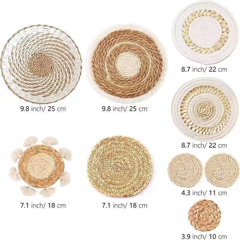 Bohemian Woven Wall Basket Set - Handwoven Hanging Decor for Living Room or Entrance