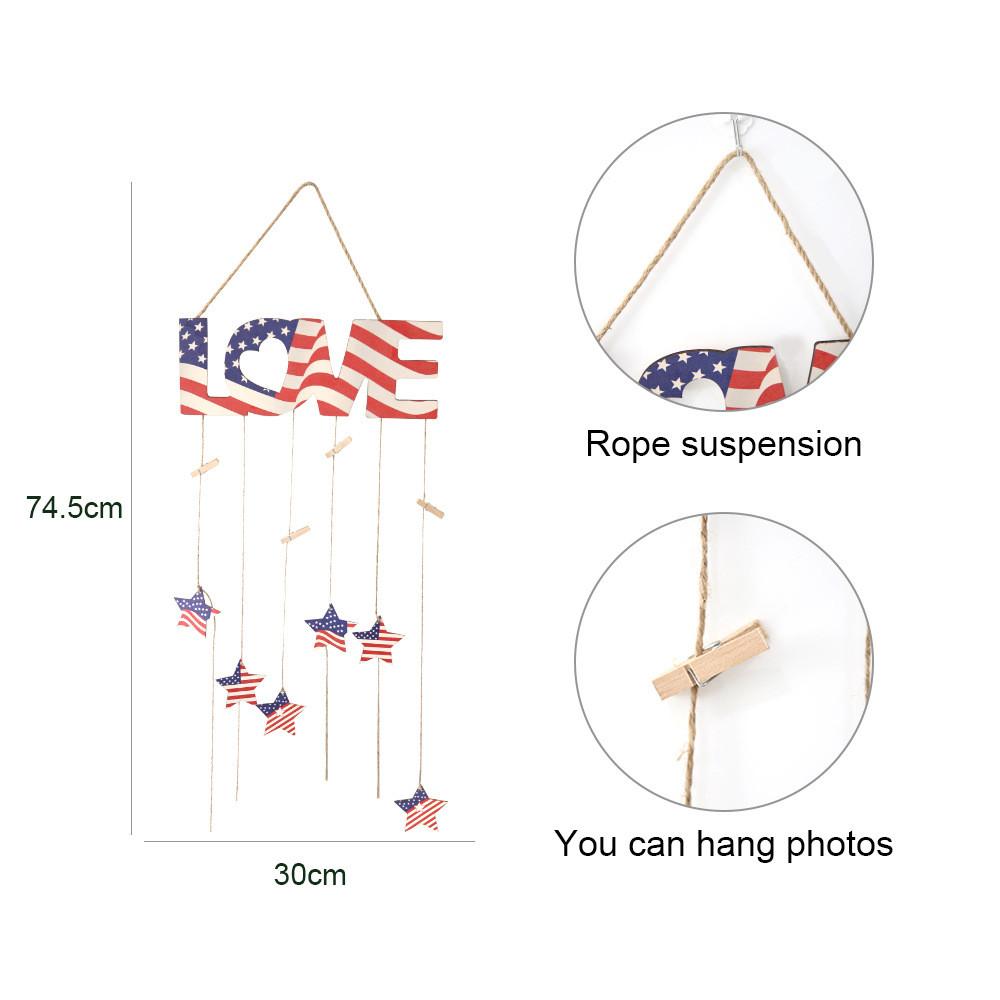 Rustic Heart Shaped Wooden Independence Day Decor With American Flag Motif For Events Holiday