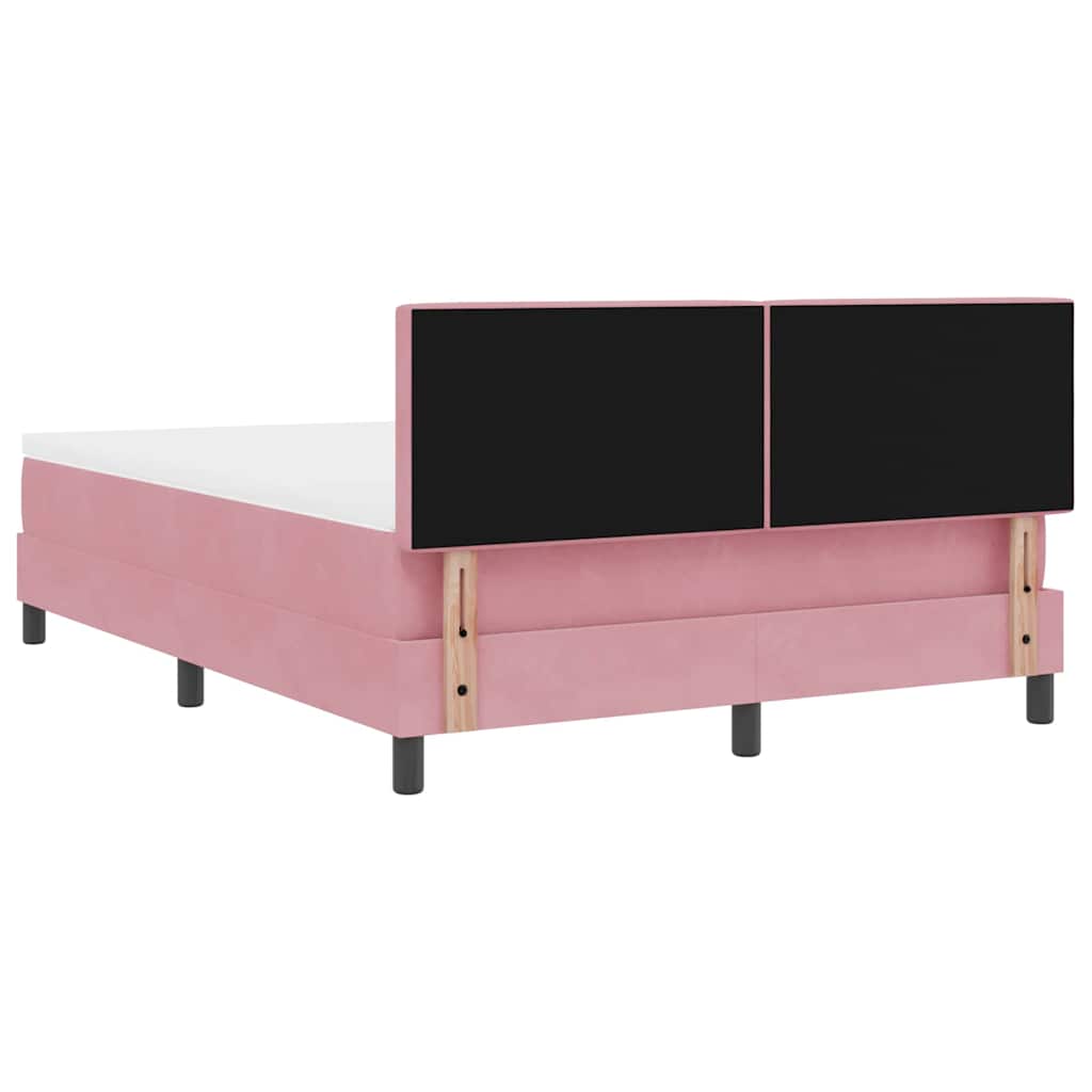 Box Spring Bed with Mattress and Headboard Pink 140 x 190 cm Velvet