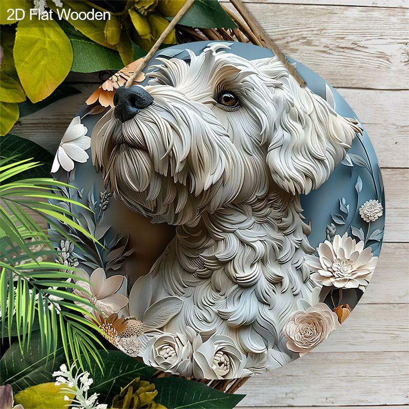 2D flat hanging decorative signs,interior wall or door decoration,garden decoration,the pattern is a cute dog,a housewarming gift for friends