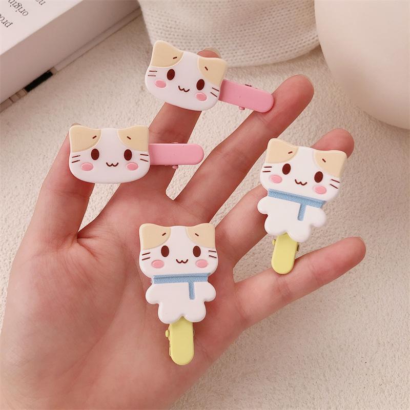 Koreanische neue 2 Stück Cartoon Kätzchen Haarspangen für Kinder Acryl Niedliche kleine Katze Haarspange Mädchen Haaraccessoires