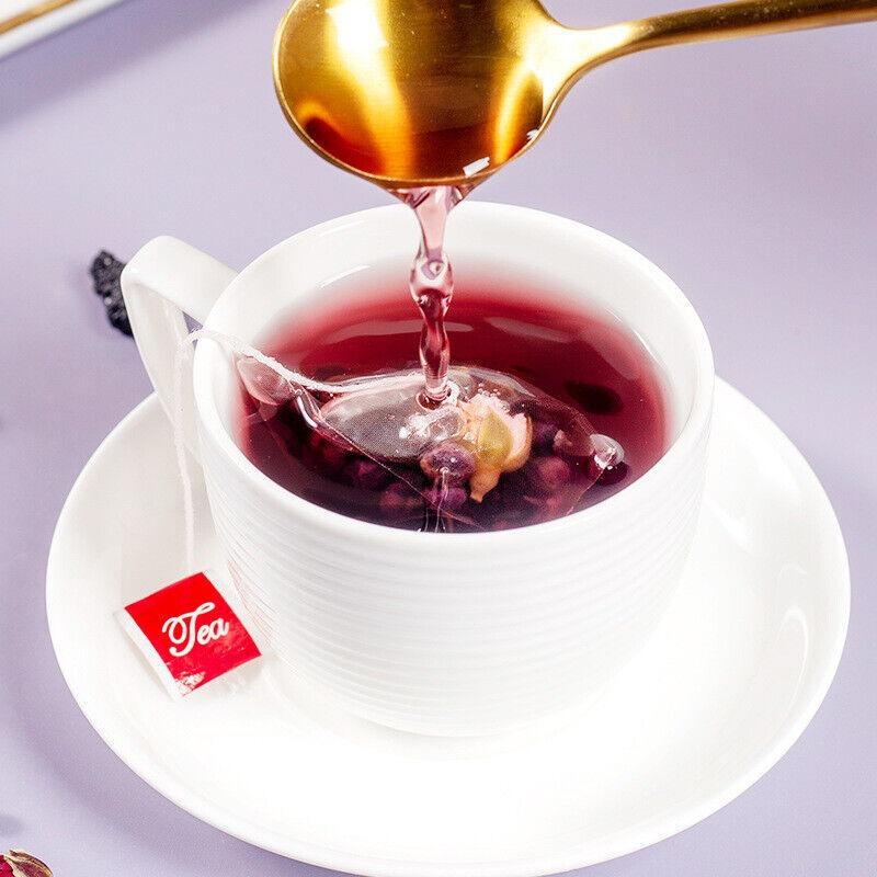 Chá combinado de goji preto, amora e rosa