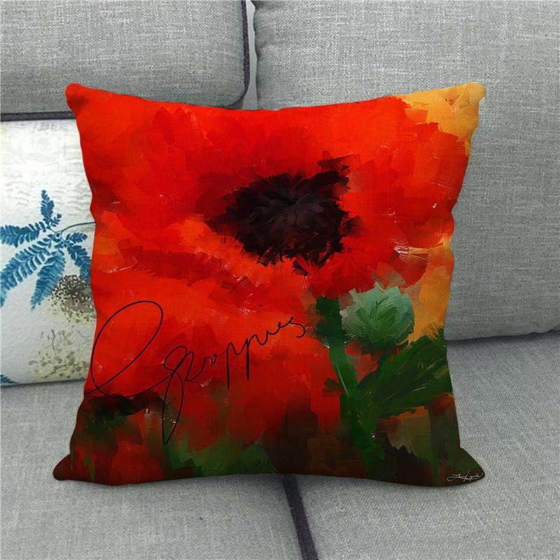 Watercolor Painting Of Beautiful Tulips Digital Printing Short Plush Pillow Covers For Car Sofa Office Cushion Cover Home Goods