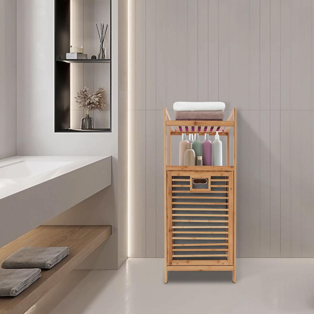 Armario Cesto de Ropa abatible, Cesto de Bambú extraíble para Ropa, Organizador que ahorra espacio para Dormitorio y Baño, Cesta de Almacenamiento para Prendas