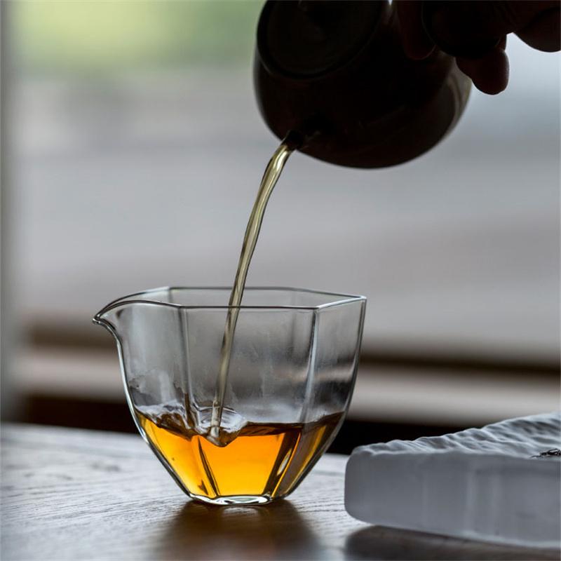 Japanese style 150ML Hexagonal Heat Resistant Glass Tea Pitcher Fair Cup Chahai Tea Cup Kungfu Tea Set Accessories Teaware