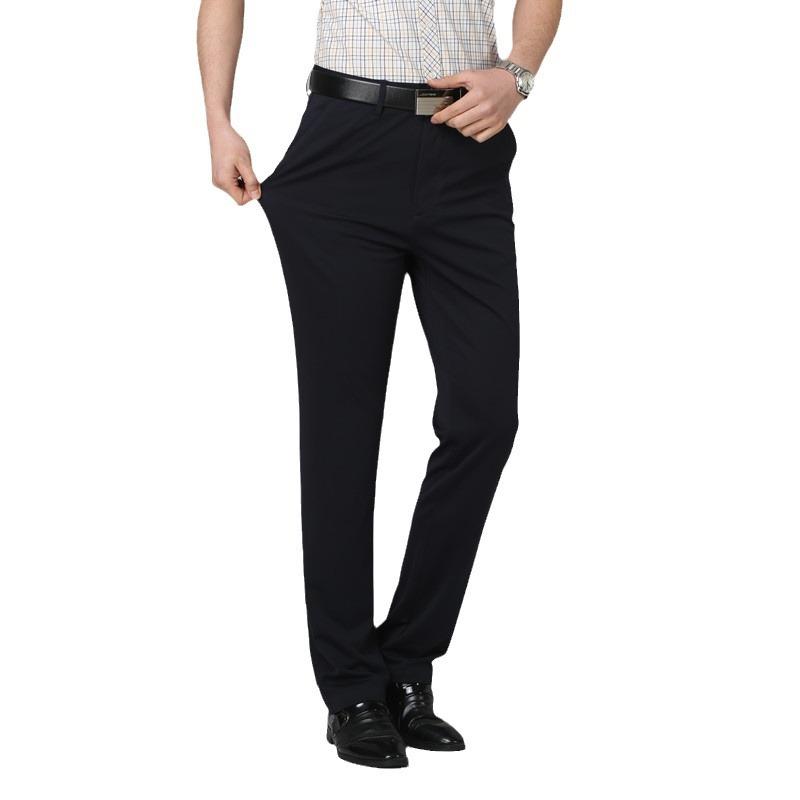 Business Pants Men's Casual Pants Men's Pants Summer Thin Loose Straight Ice Silk Trousers Elastic Suit Pants Men's