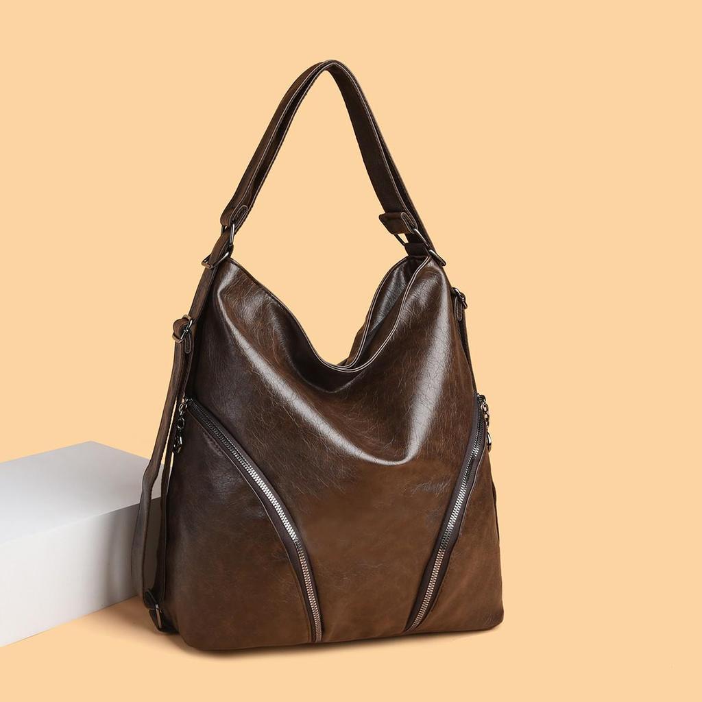 Women's Versatile Luxury Backpack: Large Capacity Textured Shoulder & Crossbody Tote Bag