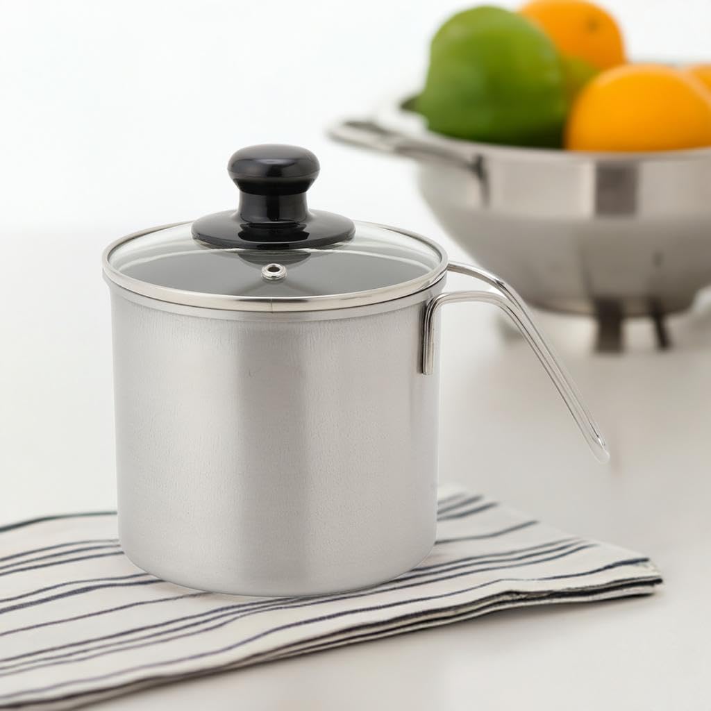 Maruyama Aresas Tiefopf 14cm mit Glasdeckel C27166 Induktionskochfeld-kompatibel Gasherd-kompatibel Edelstahl-Topf Topf Hergestellt in Japan Einzelgriff 2,0L