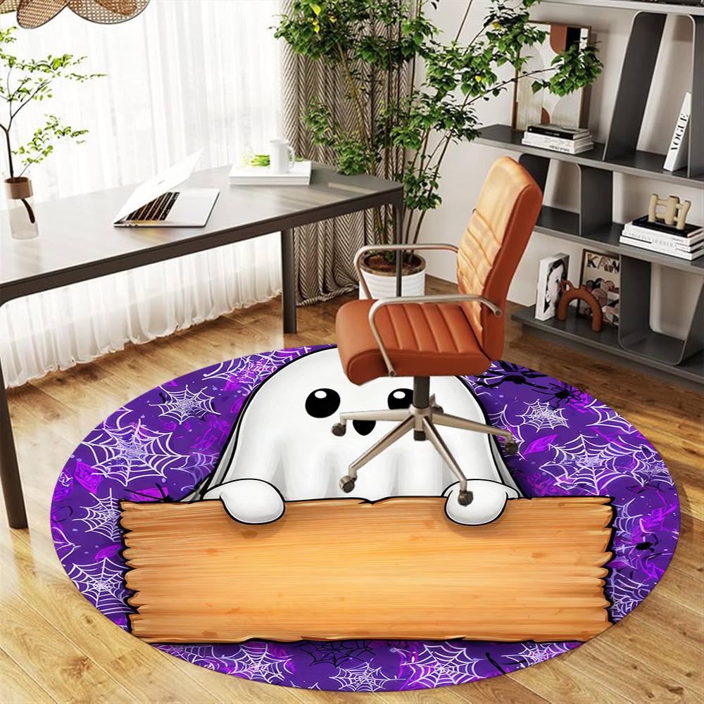 1PC Ghost Halloween Office Round Area Rug, Under Office Chairs Bedroom Living Room Home Decor, Carpet for Office -1110116