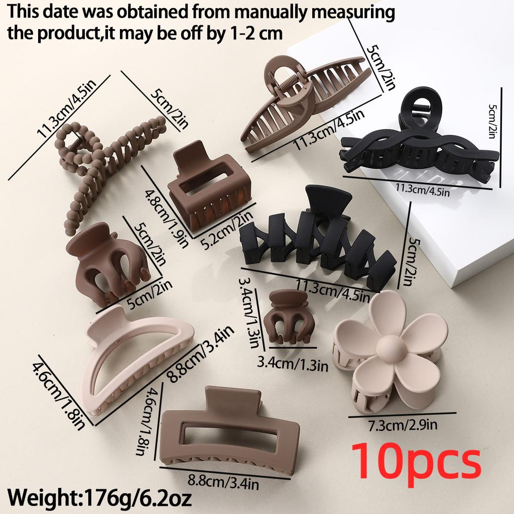 10PCS Black Coffee Large Hair Claws Elegant Acrylic Hair Clip Hairpins Barrette Crab Claw Clips Headwear For Women Girls Hair Accessories