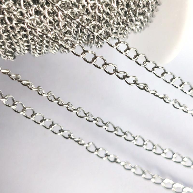 2Meters/lot Stainless Steel Long Frame Chains DIY Necklace Bracelet Accessories Chain Flat Round Links Chain for Jewelry Making