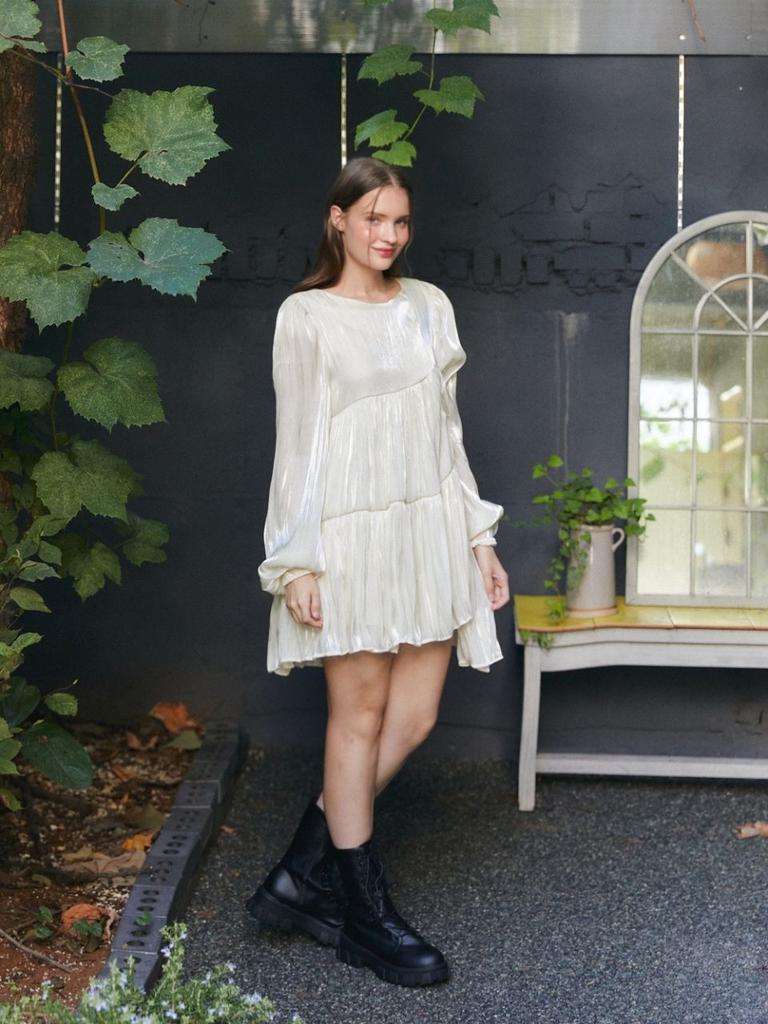 Fabric Seoul Satin Glossy Mini Dress_Ivory