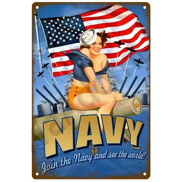 Vintage PinUp Girls Metal Tin Sign  Sexy Lady Poster for Car Airplane Bar Pub Home Wall Decor  Funny Retro Art Painting Craft