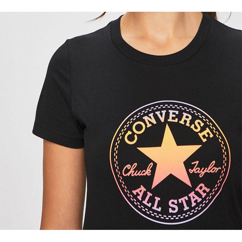 Converse T Shirts Women's Black Crew Neck Moderate Other 10017088-A02