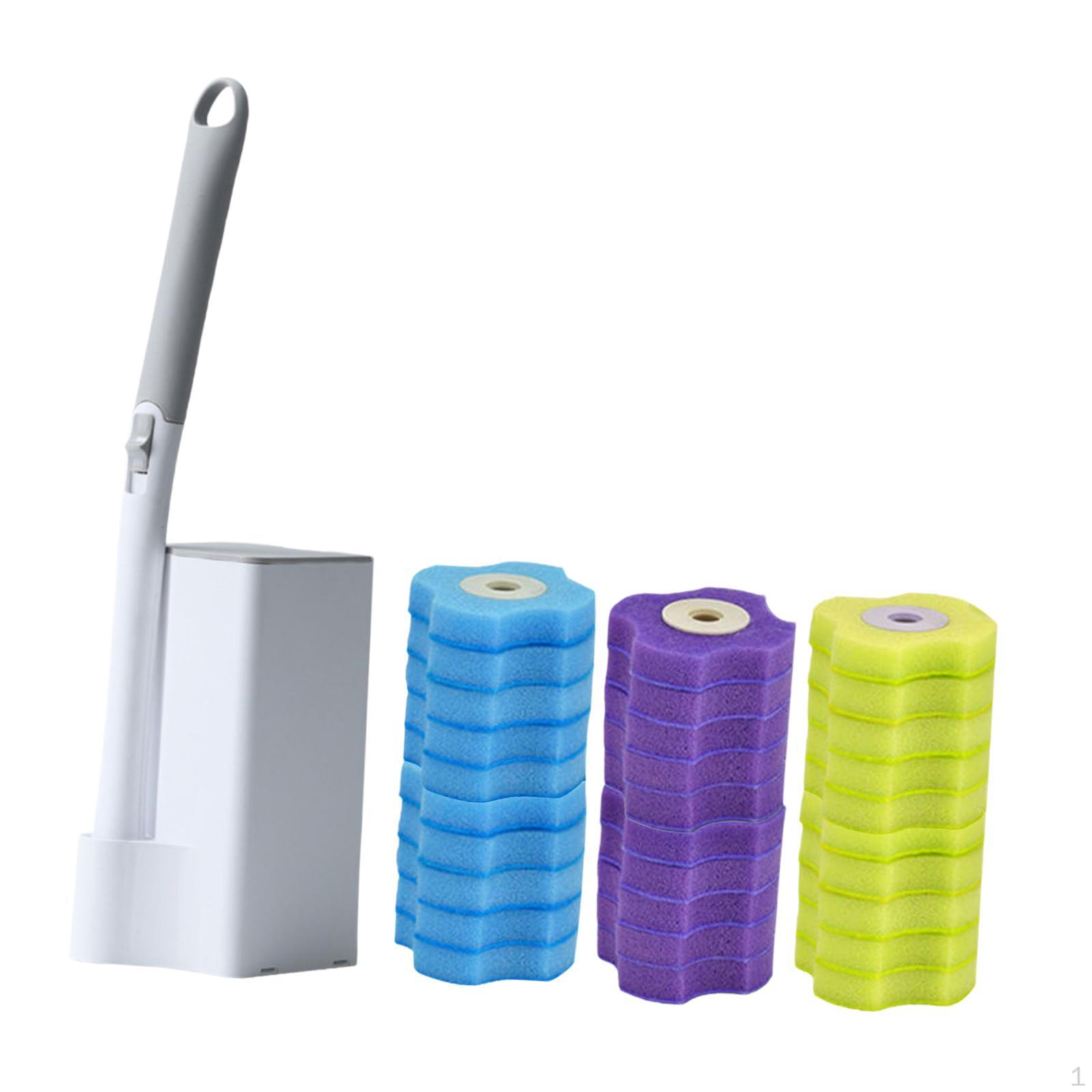 Набор Туалетной Щетки и Держателя, Система Очистки Унитаза с Длинной Ручкой, 30 Сменных Насадок для Отеля