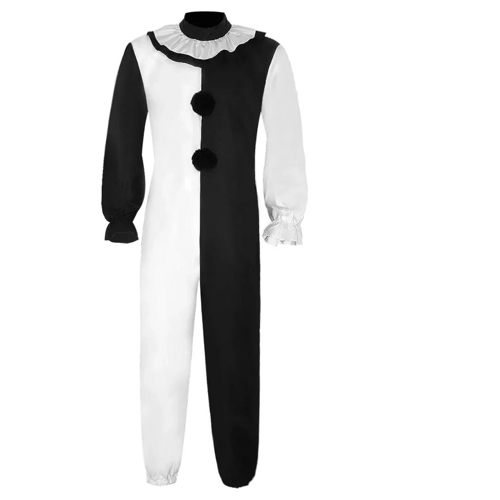 Joker Disguise Art The Clown Cosplay Movie Terrifier Clown Cosplay Costume Jumpsuit Halloween Fancy Dress Up Mask for Men Women