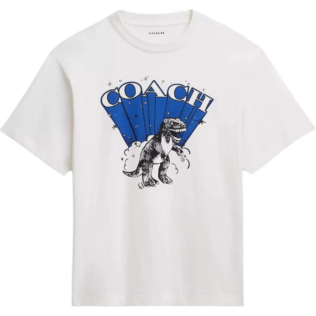 COACH T-Shirts Men's White Crew Neck Moderate (Unisex) T-Shirts CCT56 YHO
