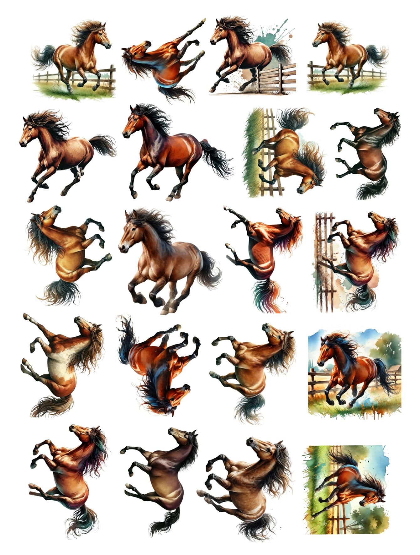 

20pcs Cute Galloping steed horse Sticker For Luggage Skateboard Phone Laptop Moto Bicycle Wall Guitar/DIY Scrapbooking journal белый