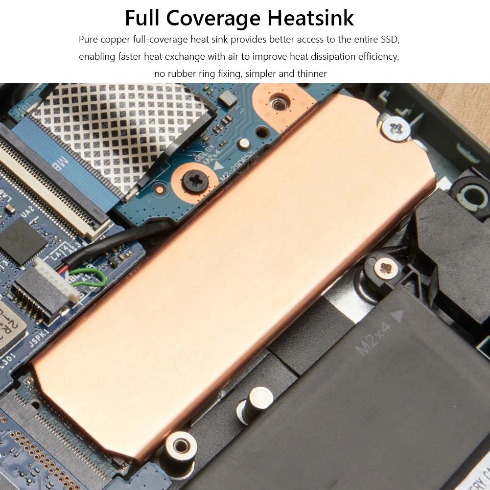 1-2 Set Copper Heat Sink Kit For M.2 2242 2280 NVMe SSD 0.5mm 401W Copper Solid State Disk Radiator with Thermal Silicone Pad