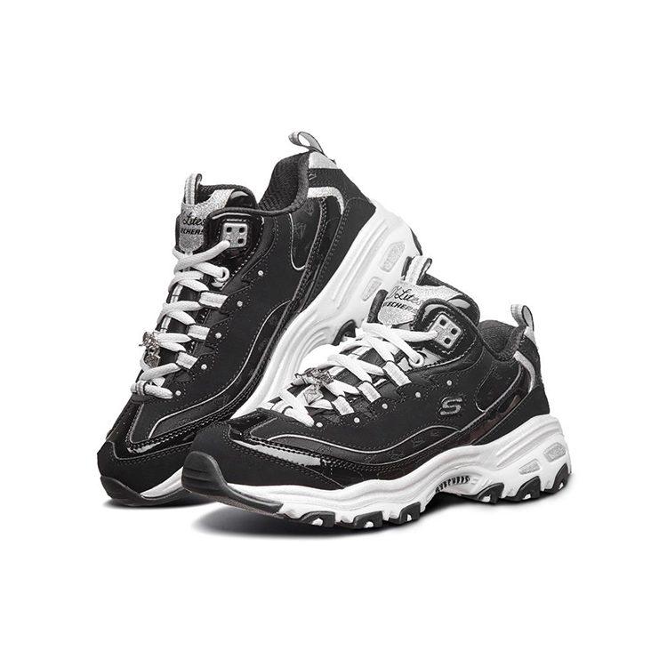 Skechers D'Lites Running Shoes Black/White/Gray Women's 12242-BKW