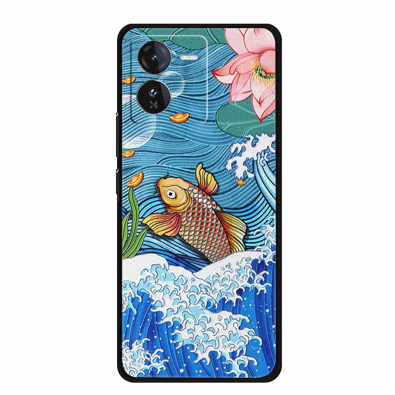 3D Emboss Case For Vivo iQOO Z9 x Phone Case Shockproof Black Silicone Soft Back Cover For Vivo iQOO Z9x Y37 Pro Case Z 9 x Capa