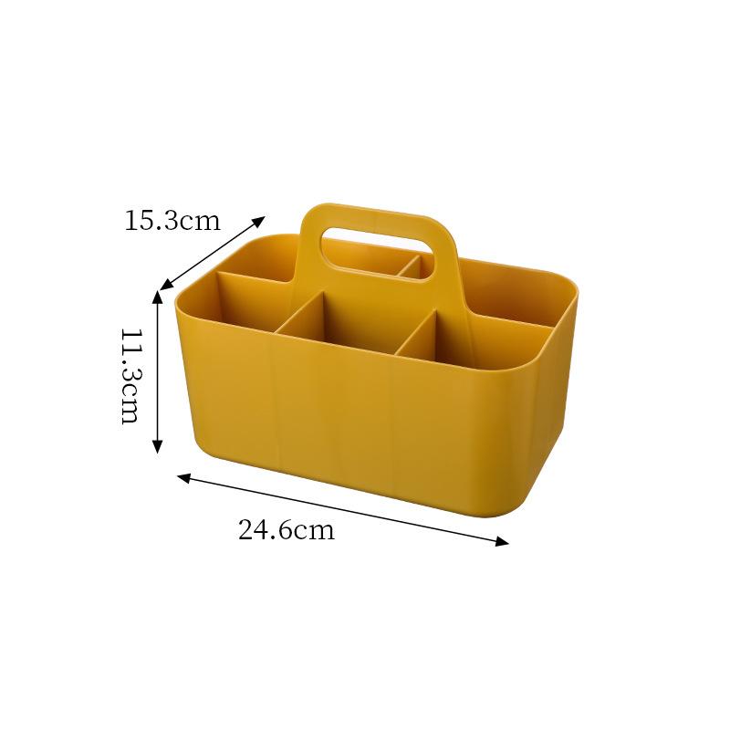 Desktop Cosmetic Organizer with Handle Multi Compartment Makeup Storage Box Plastic Stationery Caddy for Vanity Table Organizer