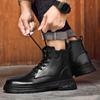 Herbst Winter Neue Lederstiefel für Herren Schwarze Stiefel Plateau-Stiefel Allround Herrenstiefel High Top Herren-Sneakers