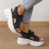 Muffin breathable thick-soled fish mouth sandals women's spring and summer new straps fly-woven high-heeled sports sandals