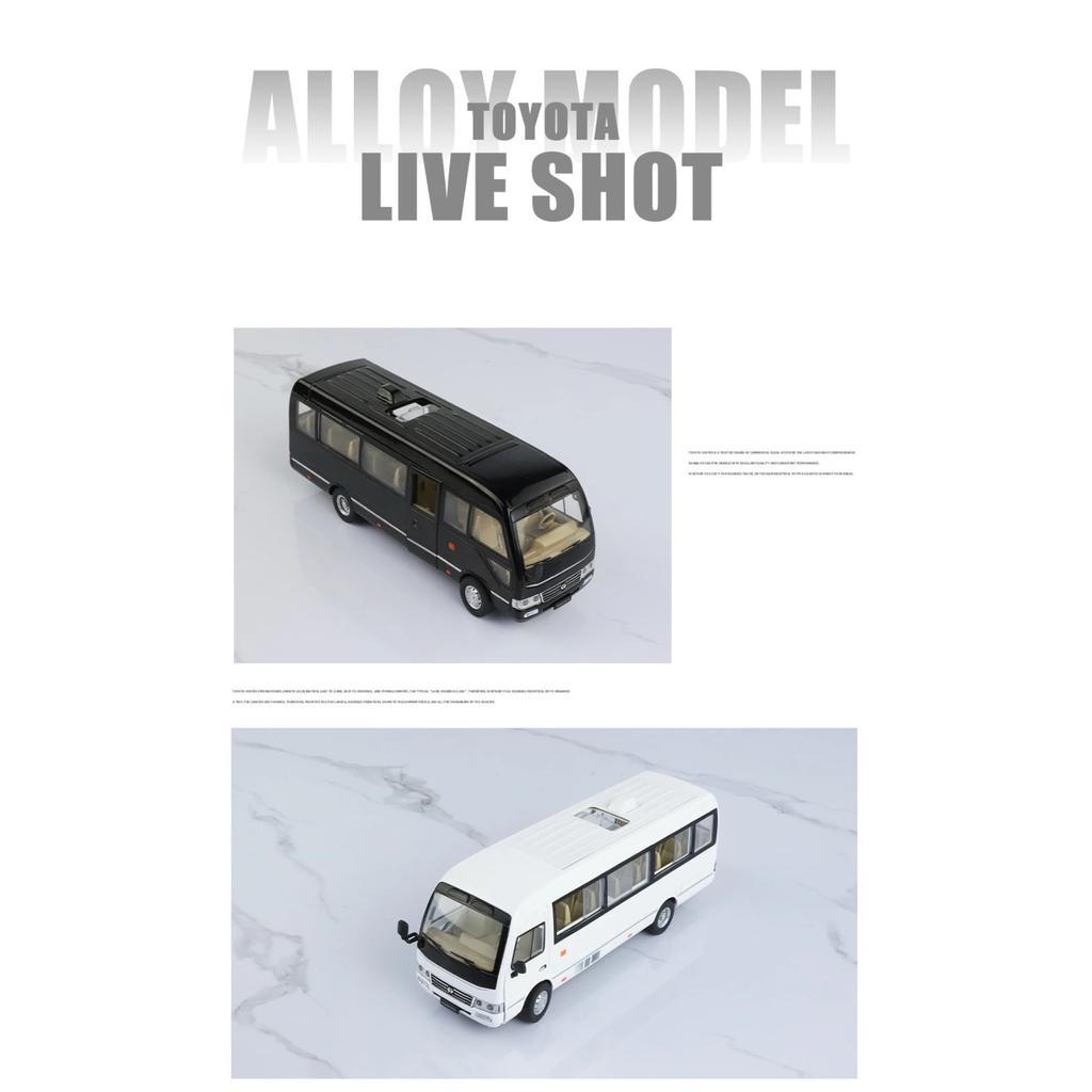 1/24 Toyota Coaster BUS Alloy Car Model Sound and Light Pull Back Children's Toy Collectibles Birthday Gift
