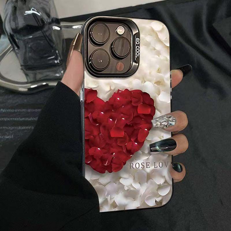 

Heart Rose Silver Shell Phone Case for Apple 16/15/14 Pro Max/Pro/13/12/11/X 7