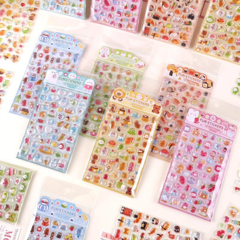 1/6Pcs Cartoon Animals 3D Relief Stickers Reusable Patch For Scrapbooks Planner Journals Laptops Phone Case DIY Stickers