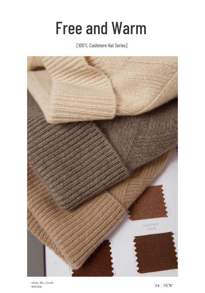 100% Pure Cashmere Unisex Hat: Warm, Fashionable, Knitted with Ear Protection for Autumn/Winter