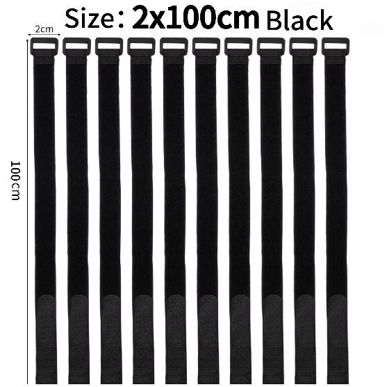 Reusable Black Nylon Hook and Loop Cinch Straps Adjustable Wire Fastener Cable Ties For Household Office Cord ArrangementStoragePinstriping Tape 3