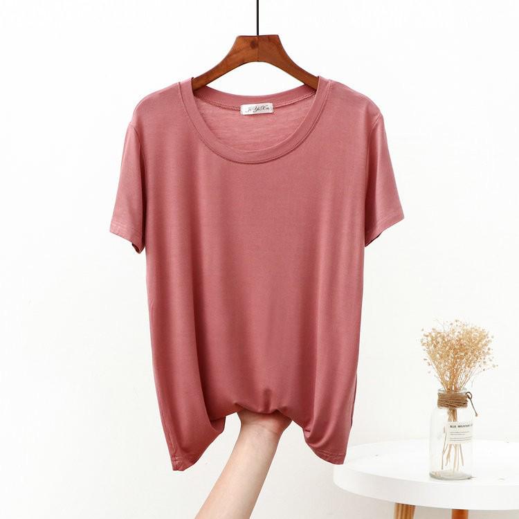 2022 Frühling/Sommer Damen Locker Modal Rundhals Kurzarm T-Shirt