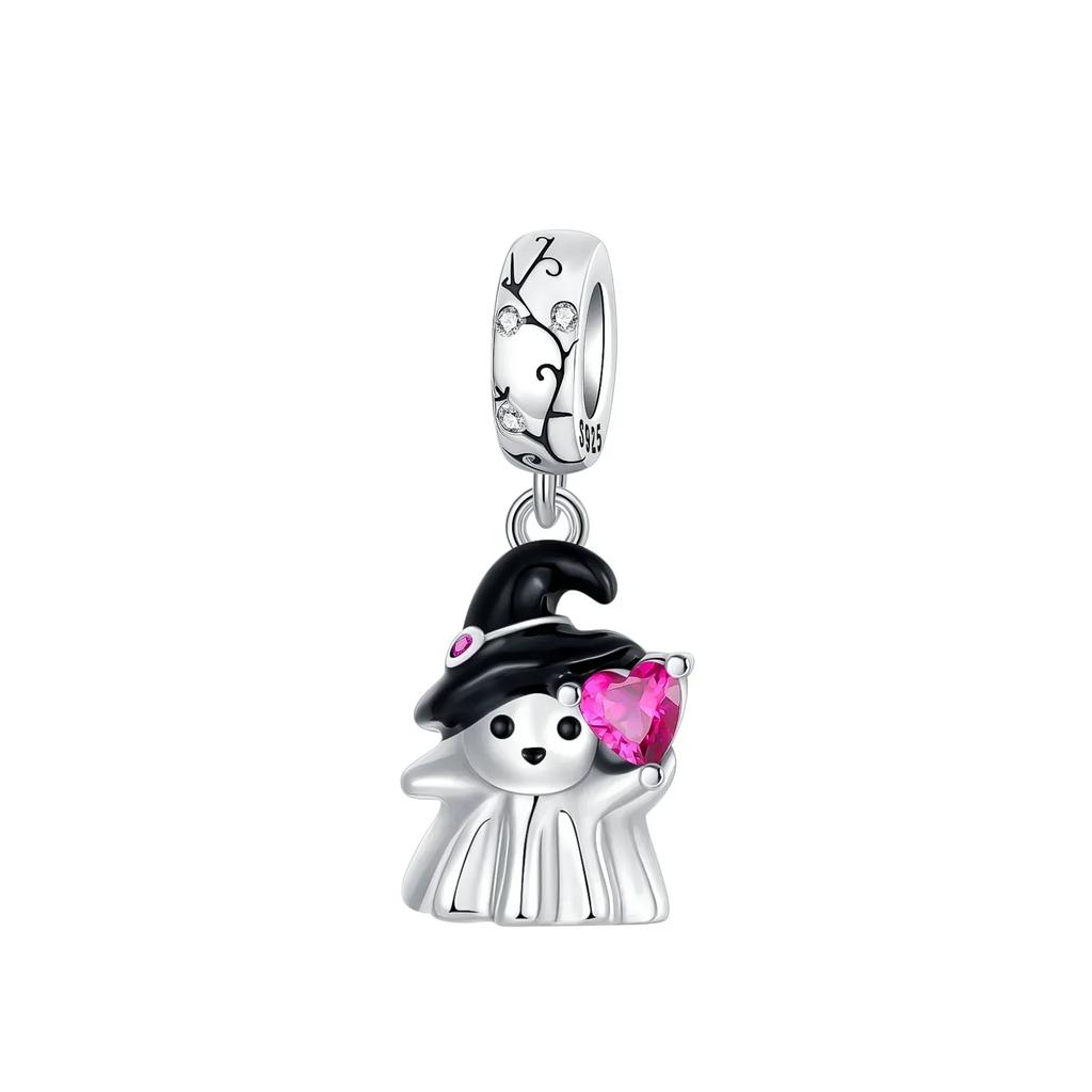 Halloween Copper Skull Charm Luminous Pumpkin Ghost Clown Bead Pendant Ring Necklace Bracelet Diy Jewelry Gift