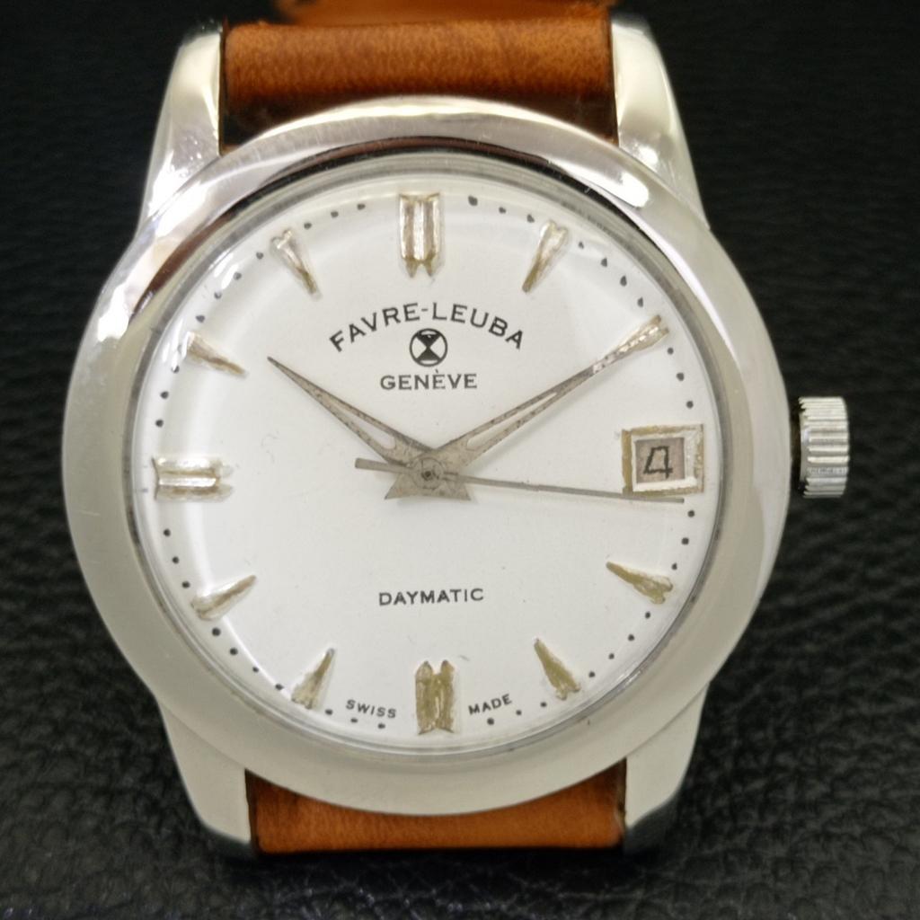 GEBRAUCHTE SCHWEIZER FAVRE LEUBA GENEVE DAYMATIC HERRENUHR MIT WEISSEM FARBIGEM ZIFFERBLATT a432154-2