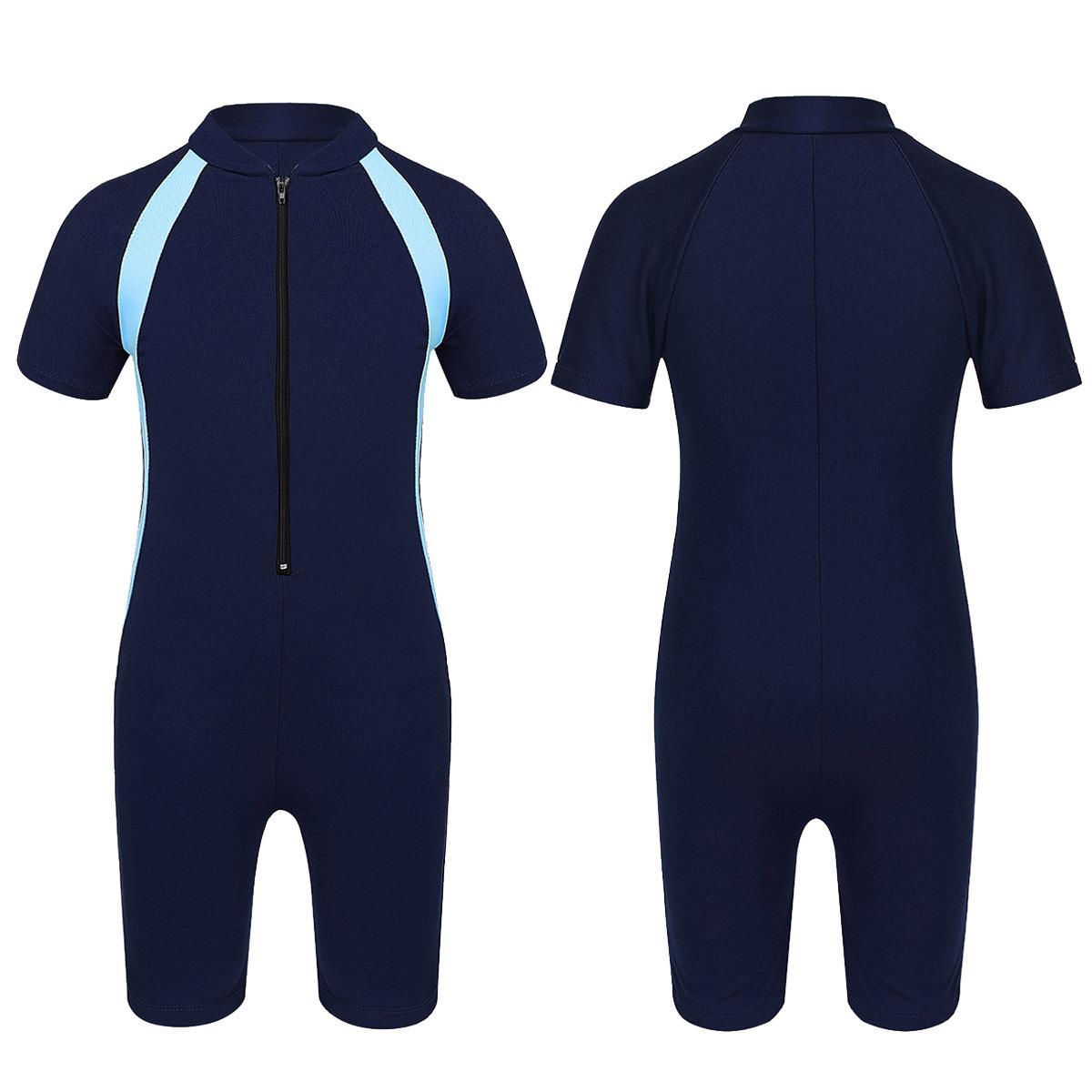Manyakai Kinderbadkleding voor meisjes Shorty Wetsuit Zwempak met rits aan de voorkant voor surfen en zwemmen 10-12 Years