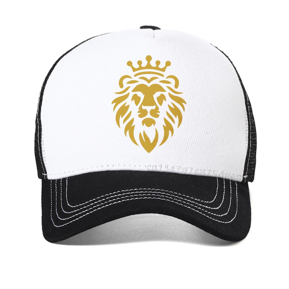 Lion Print with Golden Crown Design Baseball Cap Summer Outdoor Adjustable Casual Hats Sunscreen Hat Sports Mesh Trucker Hat