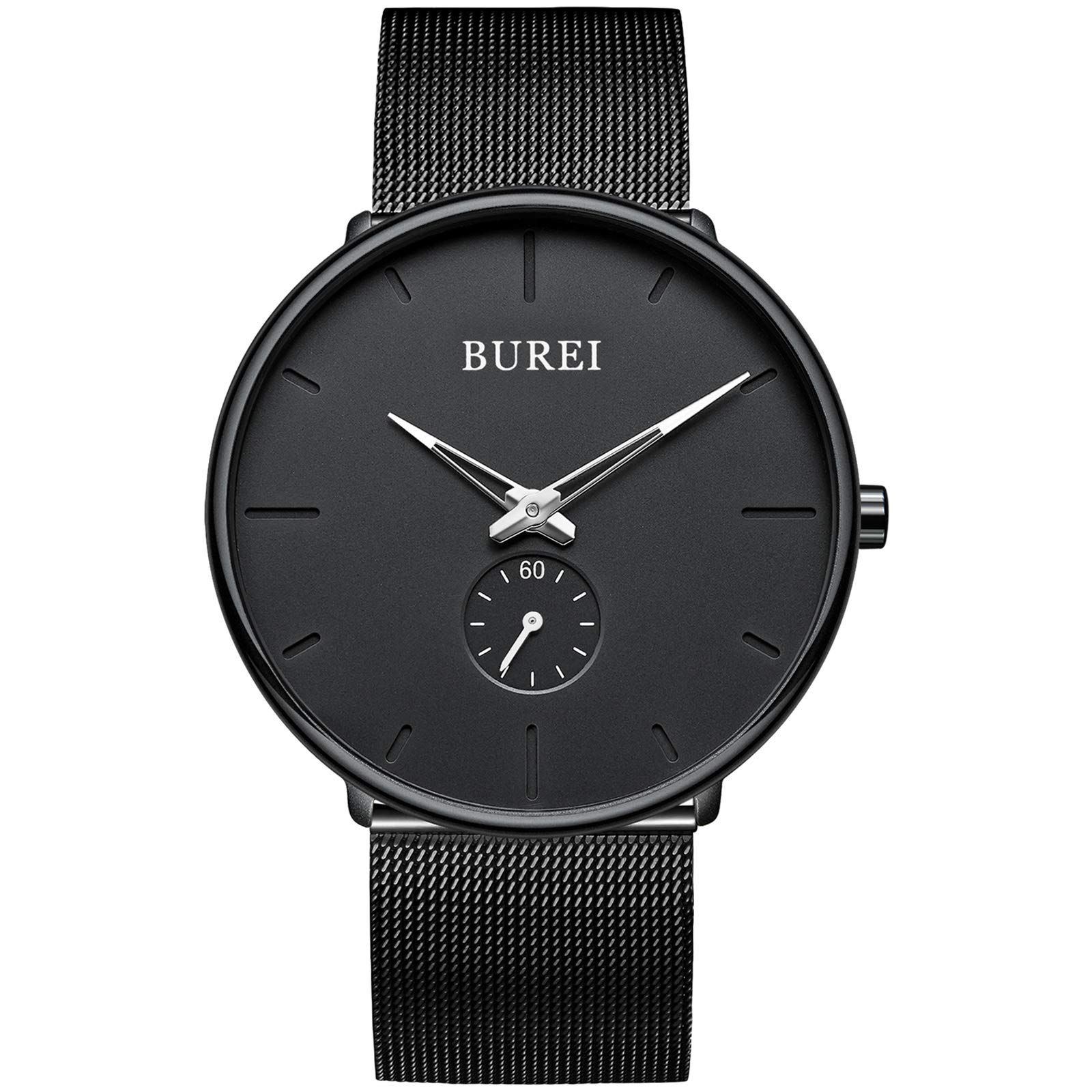 

BUREI Black Stylish Watch Stainless Men s Watch, Simple, Stylish, Popular, Waterproof, Brand, Men s (White, Steel) белый