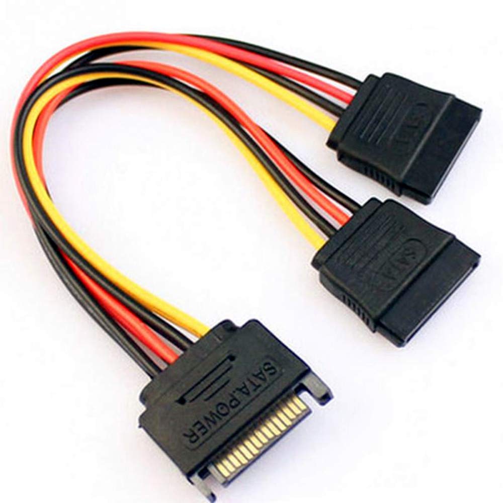 ANRANK High Speed SATA Power 15-pin Male To Dual 15-pin Female Y-Splitter Cable Adapter for HDD Hard Drive