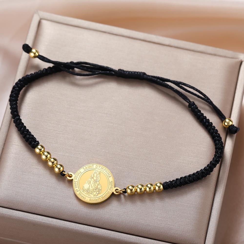 Dawapara Saint Dymphna Bracelet Religious Patron Amulet Mental Health Catholic Gift Stainless Steel Jewelry