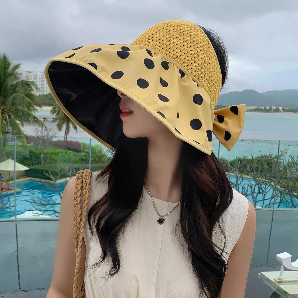 Bucket Hat Sunshade Sunscreen Hat Showing Face Small Sun Hat Women's Versatile Early Spring and Summer Split Bow Hat Wholesale