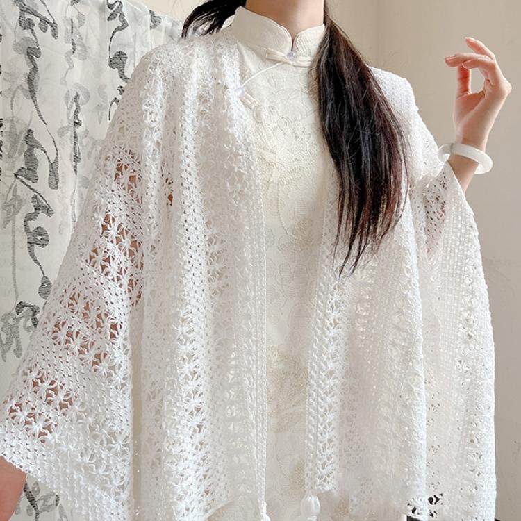 Simple Knitted Shawl Women’s Fringed Scarf Machine Washable Stylish Layering Shoulder Wrap