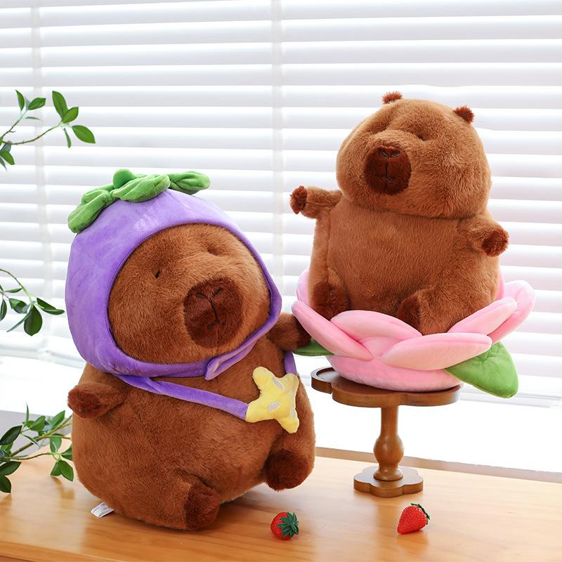 New lotus eggplant hat backpack capybara doll ugly cute kapibara dolphin boy plush toy grab machine