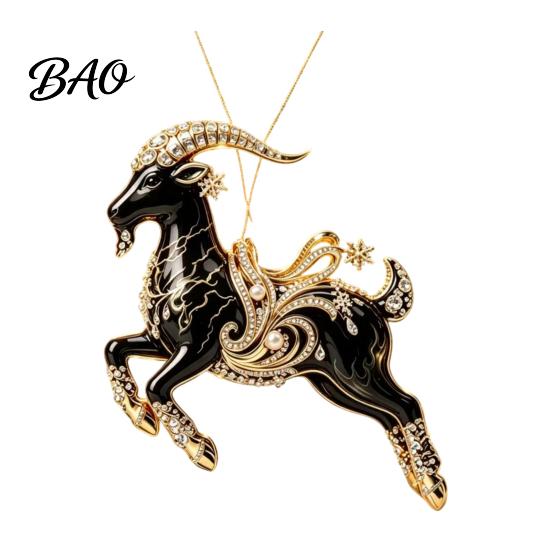Personalized Gift for Family And Friends Black Goat Christmas Tree Hanging Ornament, 2D Acrylic Festive Clear Pattern Pendant Pendant, Decorative Car