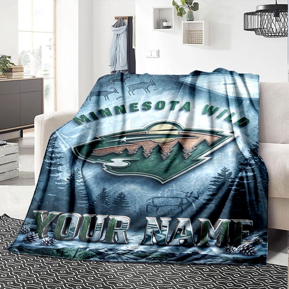 Name Custom Minnesota Wild Print Flannel Blanket High Quality Warm Comfortable Cover for All Seasons Perfect for Gifts Home Decor